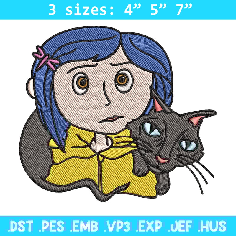Coraline And Black Cat Embroidery Design, Coraline Embroidery, Embroidery File, Cartoon shirt, Digital download..jpg