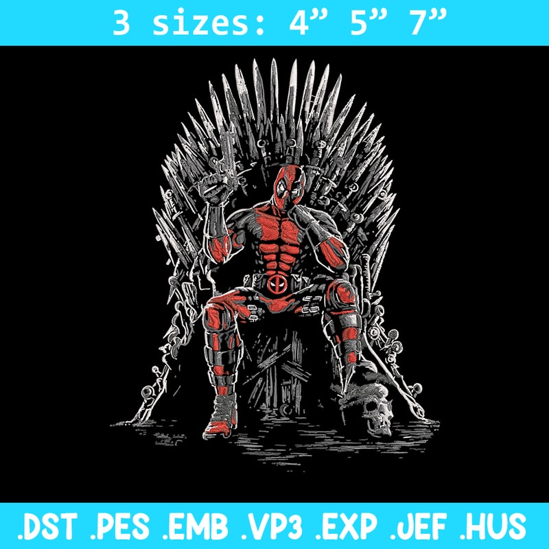Deadpool king Embroidery Design, Deadpool Embroidery, Embroidery File, Anime Embroidery, Anime shirt, Digital download.jpg