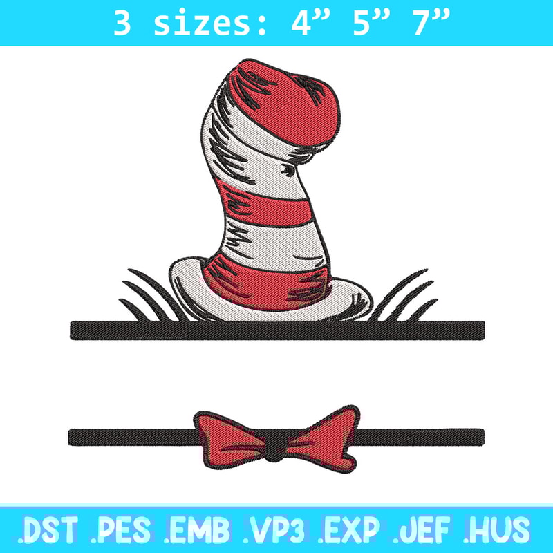 Dr seuss hat Embroidery Design, Cat In The Hat Embroidery, Embroidery File, logo shirt, Digital download..jpg