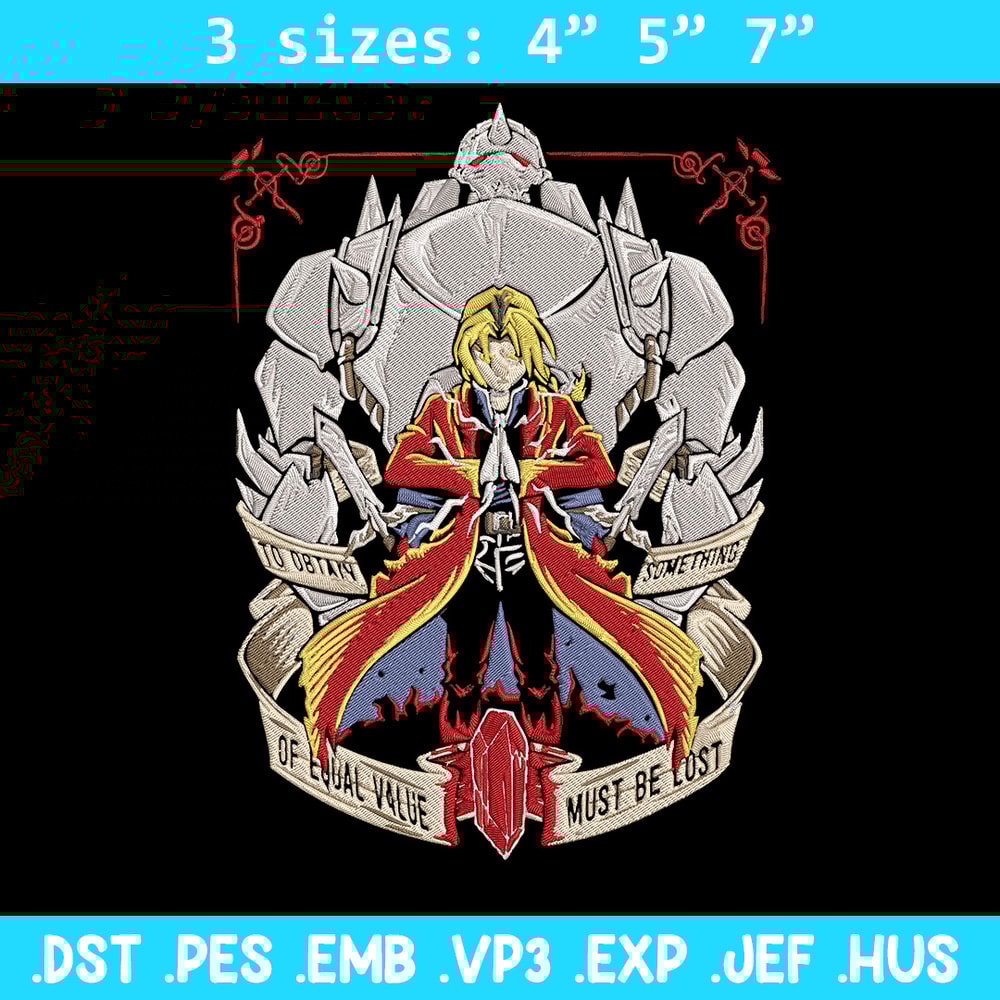Edward Elric Embroidery Design, Fullmetal Embroidery,Embroidery File,Anime Embroidery, Anime shirt, Digital download.jpg