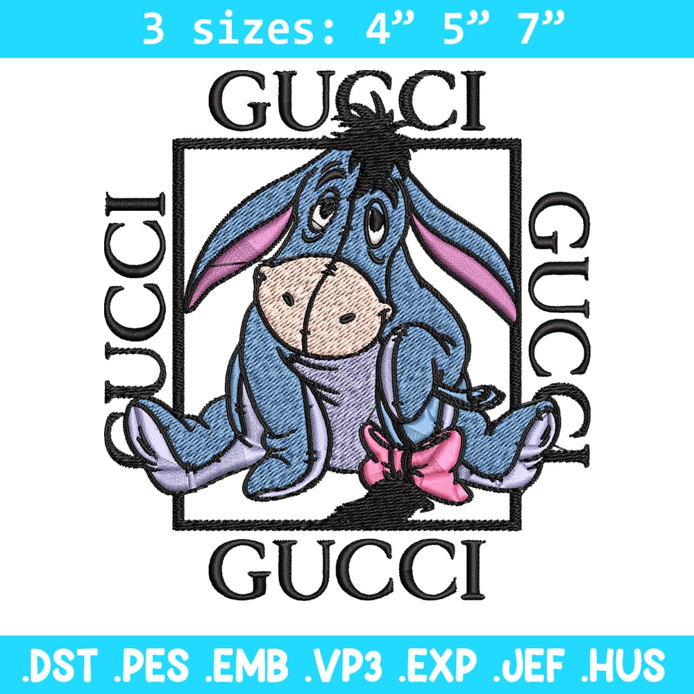 Eeyore Gucci Embroidery design, winnie the pooh Embroidery, cartoon design, Embroidery File, Instant download..jpg