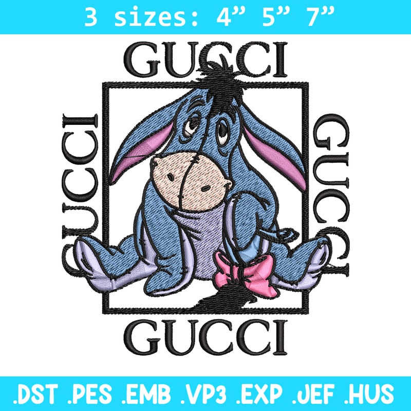 Eeyore Gucci Embroidery design, winnie the pooh Embroidery, cartoon design, Embroidery File, Instant download..jpg
