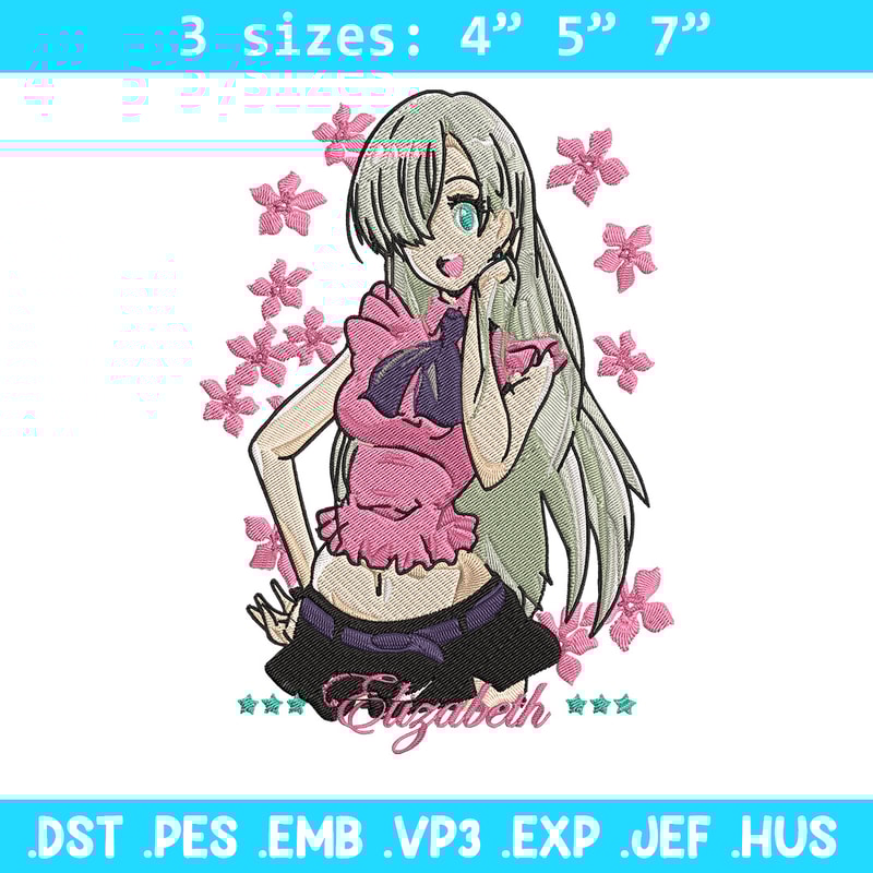 Elizabeth Embroidery Design, Seven Deadly Sins Embroidery, Embroidery File,Anime Embroidery,Anime shirt,Digital download.jpg