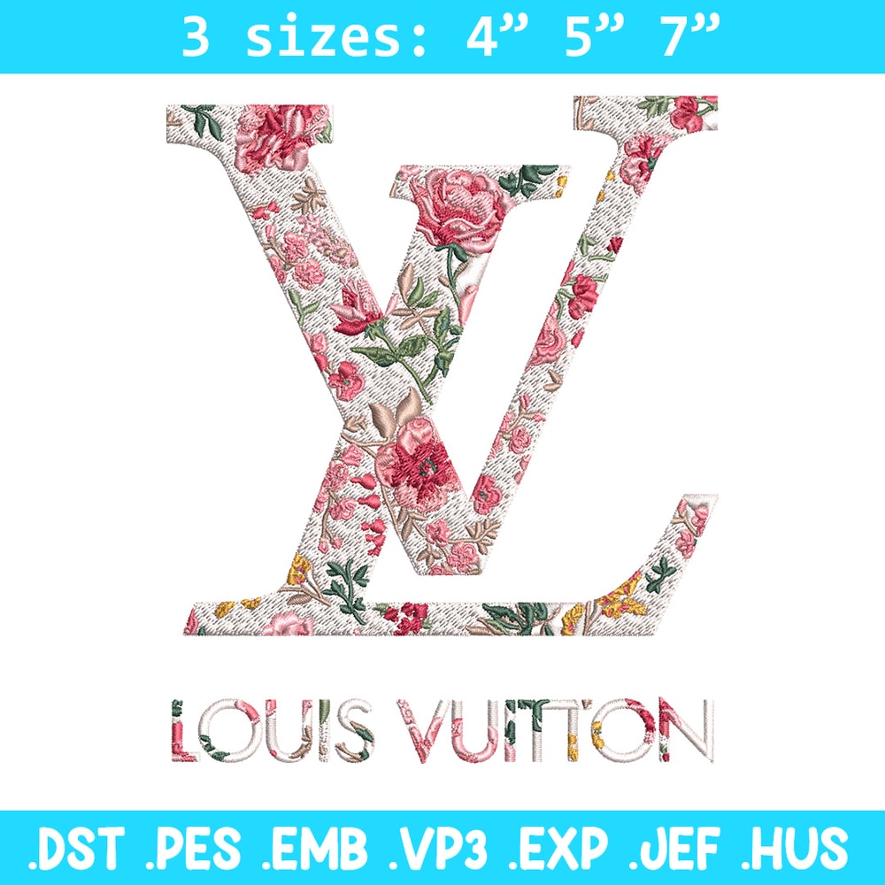 Flower louis vuitton Embroidery Design, Lv Embroidery, Embroidery File, Brand Embroidery, Logo shirt, Digital download.jpg