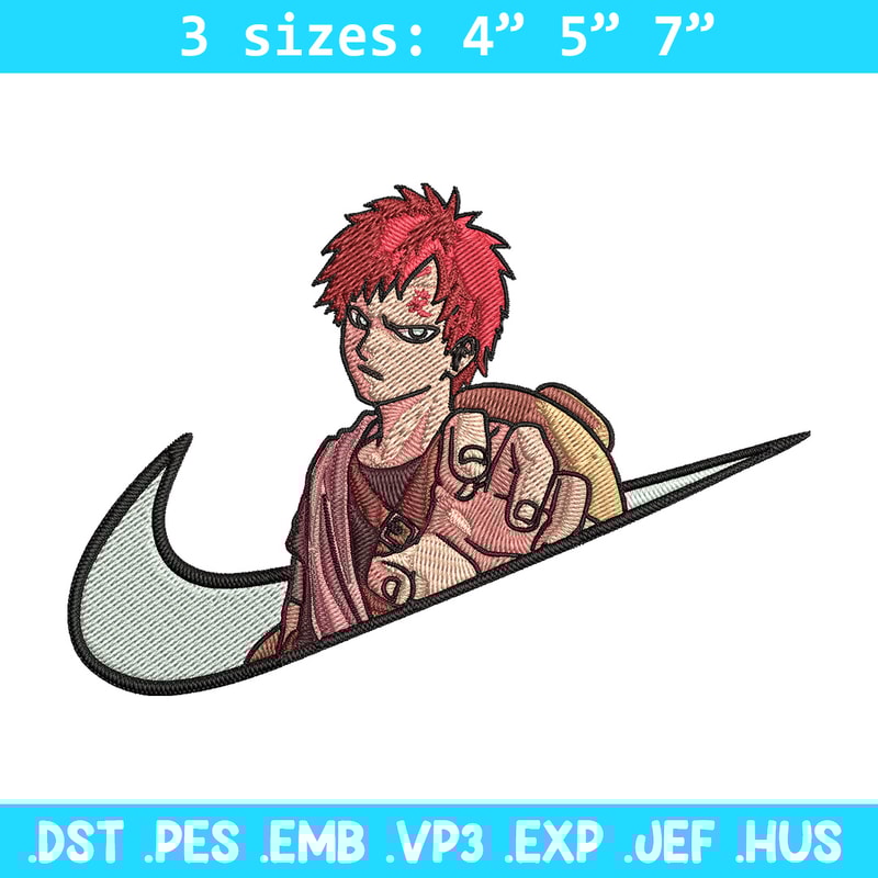 Gaara x nike Embroidery Design, Naruto Embroidery, Embroidery File, Nike Embroidery, Anime shirt, Digital download.jpg