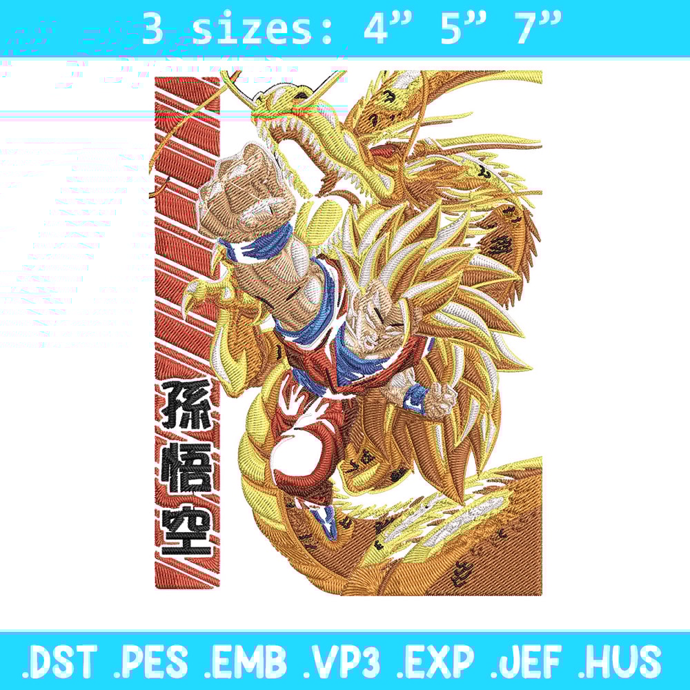 Goku ssj 3 Embroidery Design, Dragonball Embroidery,Embroidery File, Anime Embroidery, Anime shirt, Digital download.jpg