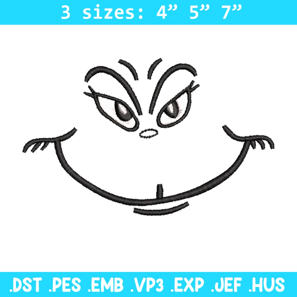 Grinch smile embroidery design,Grinch embroidery, Chrismas design, Embroidery shirt, Embroidery file, Digital download..jpg