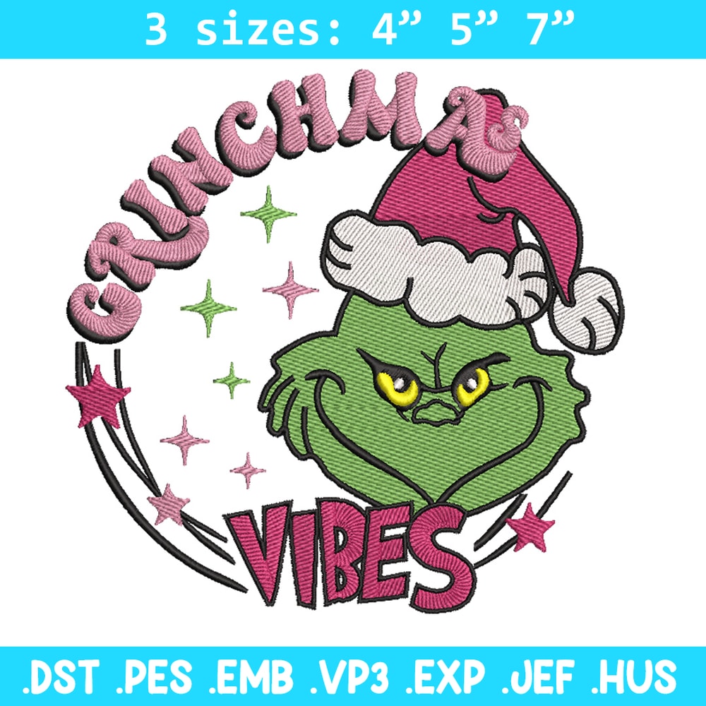 Grinch vibes embroidery design, Grinch embroidery, Chrismas design,Embroidery shirt, Embroidery file, Digital download.jpg
