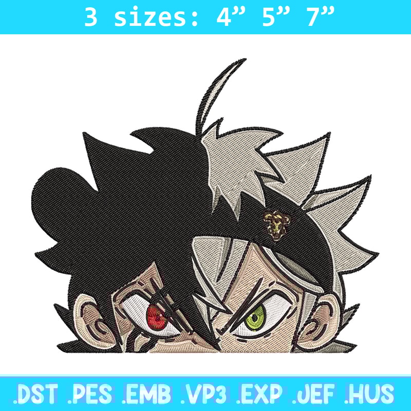 Asta Peeker Embroidery Design, Black clover Embroidery, Embroidery File, Anime Embroidery, Anime shirt,Digital download.jpg
