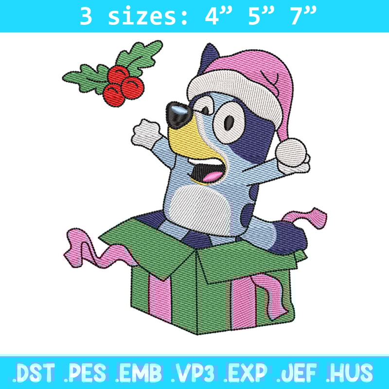 Bluey merry embroidery design, Bluey embroidery, Chrismas design, Embroidery file, Embroidery shirt, Digital download.jpg