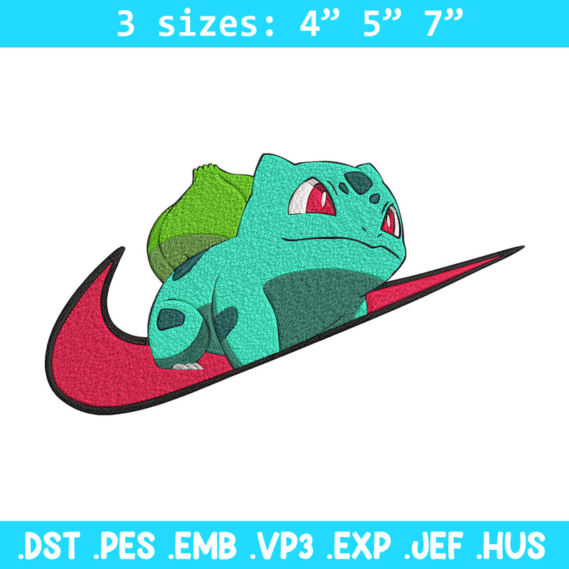 Bulbasaur x nike Embroidery Design, Pokemon Embroidery, Embroidery File, Nike Embroidery, Anime shirt, Digital download.jpg