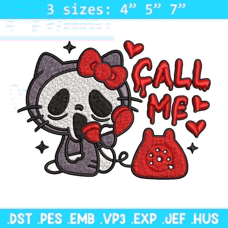 Call Me Scream Hello Kitty Embroidery design, Hallokitty Embroidery, cartoon design, Embroidery File, Digital download..jpg