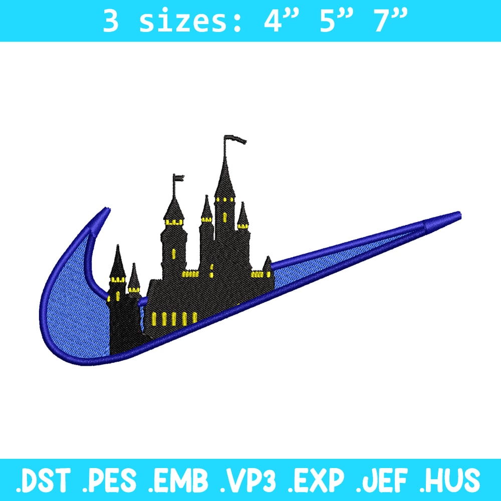 Castle Nike embroidery design, Castle embroidery, nike design, embroidery file, logo shirt, Digital download.jpg