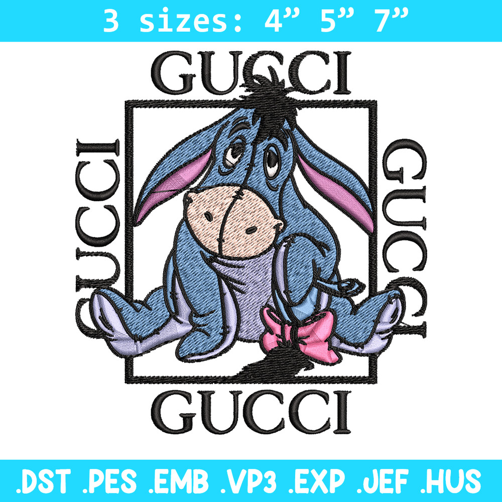 Eeyore Gucci Embroidery design, winnie the pooh Embroidery, cartoon design, Embroidery File, Instant download..jpg