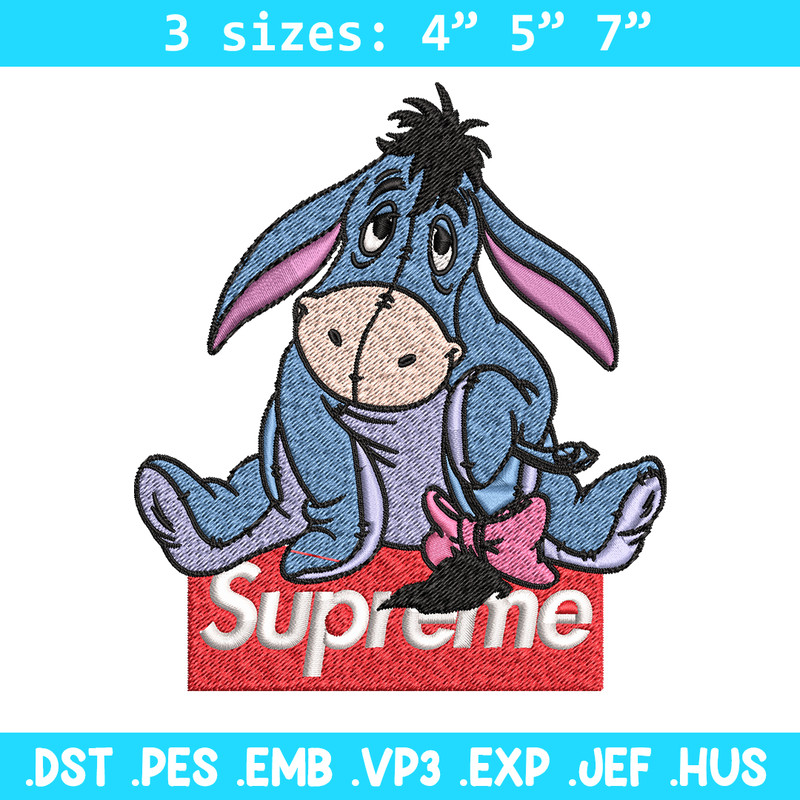 Eeyore Supreme Embroidery design, Eeyore Supreme Embroidery, cartoon design, Embroidery File, Instant download..jpg