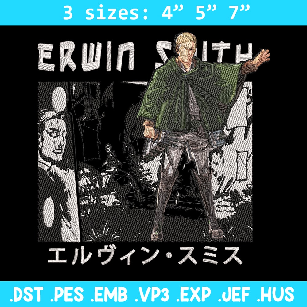 Erwin Smith Embroidery Design, Aot Embroidery, Embroidery File, Anime Embroidery, Anime shirt, Digital download.jpg