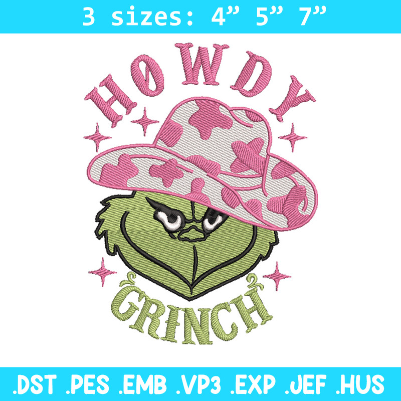 Howdy grinch embroidery design, Grinch embroidery,Chrismas design, Embroidery shirt, Embroidery file, Digital download.jpg