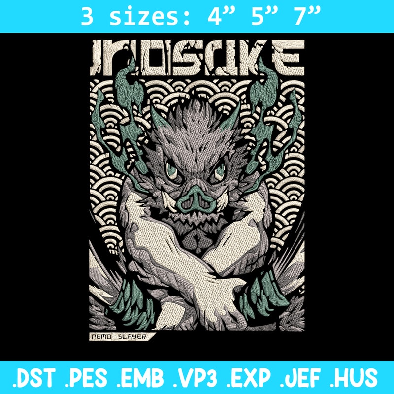 Inosuka poster Embroidery Design, Demon slayer Embroidery,Embroidery File,Anime Embroidery,Anime shirt,Digital download.jpg