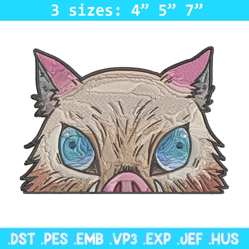 Inosuke Peeker Embroidery Design, Demon slayer Embroidery, Embroidery File, Anime Embroidery, Digital download..jpg
