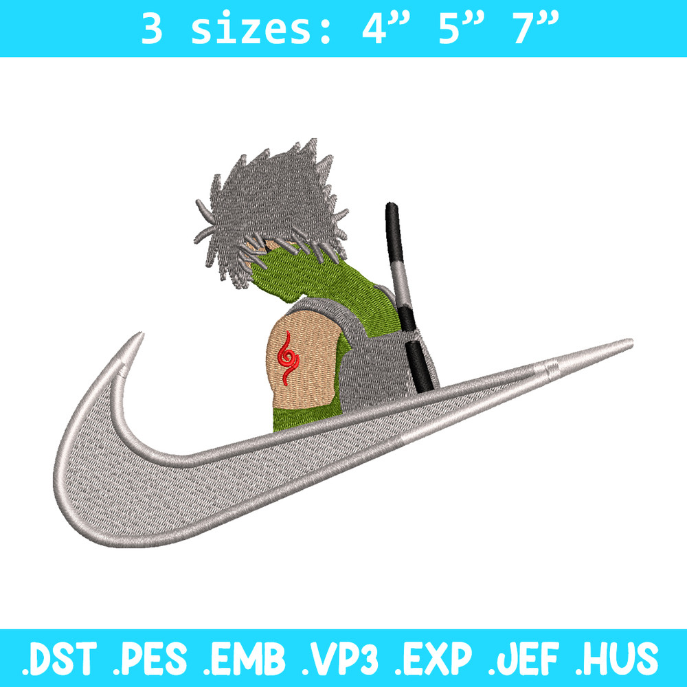 Kakashi Hatake Nike embroidery design, Naruto embroidery, nike design, anime design, anime shirt, Digital download.jpg