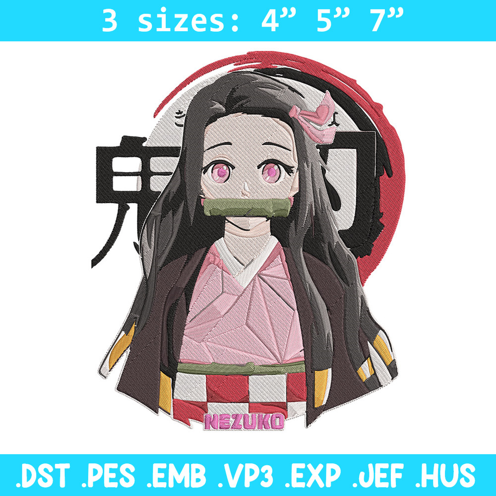 Kamado nezuko Embroidery Design, Demon slayer Embroidery, Embroidery File, Anime Embroidery, Digital download.jpg