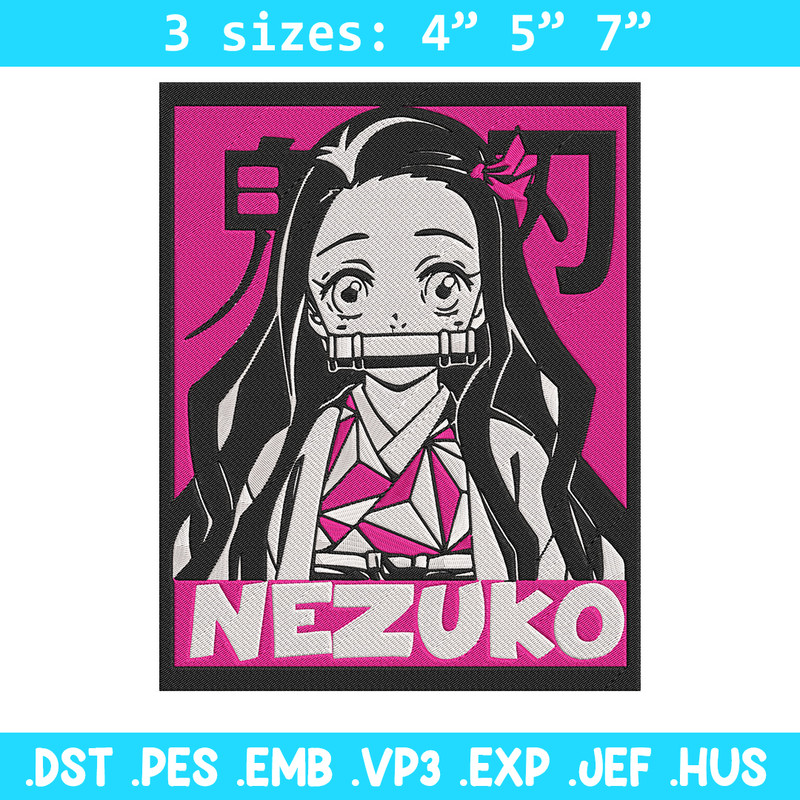 Kamado nezuko poster Embroidery Design, Demon slayer Embroidery, Embroidery File, Anime Embroidery, Digital download..jpg