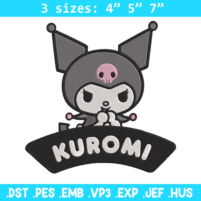 Kuromi logo Embroidery Design, Hello kitty Embroidery, Embroidery File, Anime Embroidery, Anime shirt, Digital download.jpg
