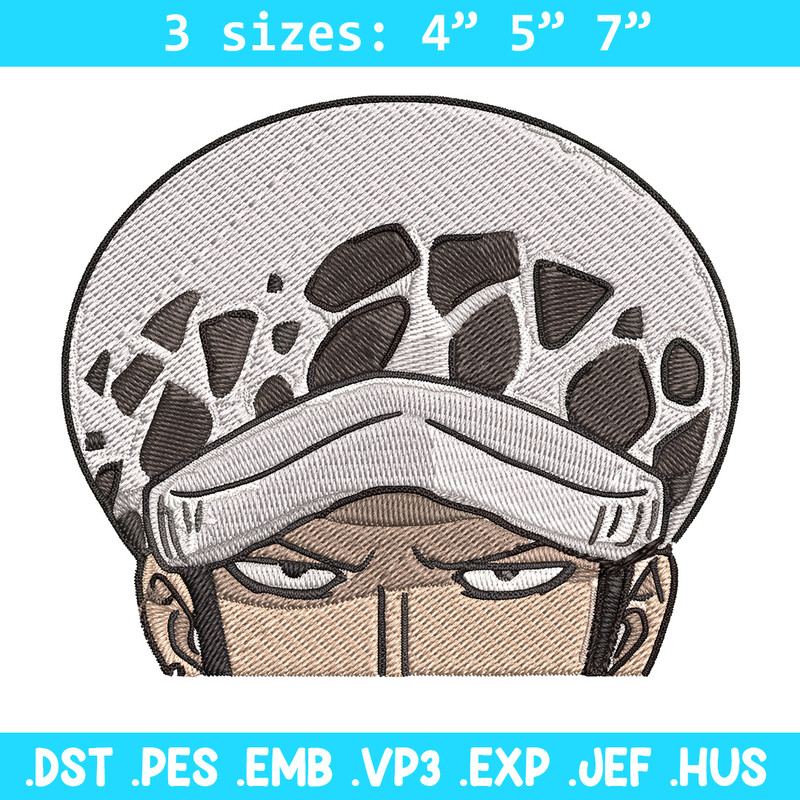 Law Peeker Embroidery Design, One piece Embroidery, Embroidery File, Anime Embroidery, Anime shirt, Digital download.jpg