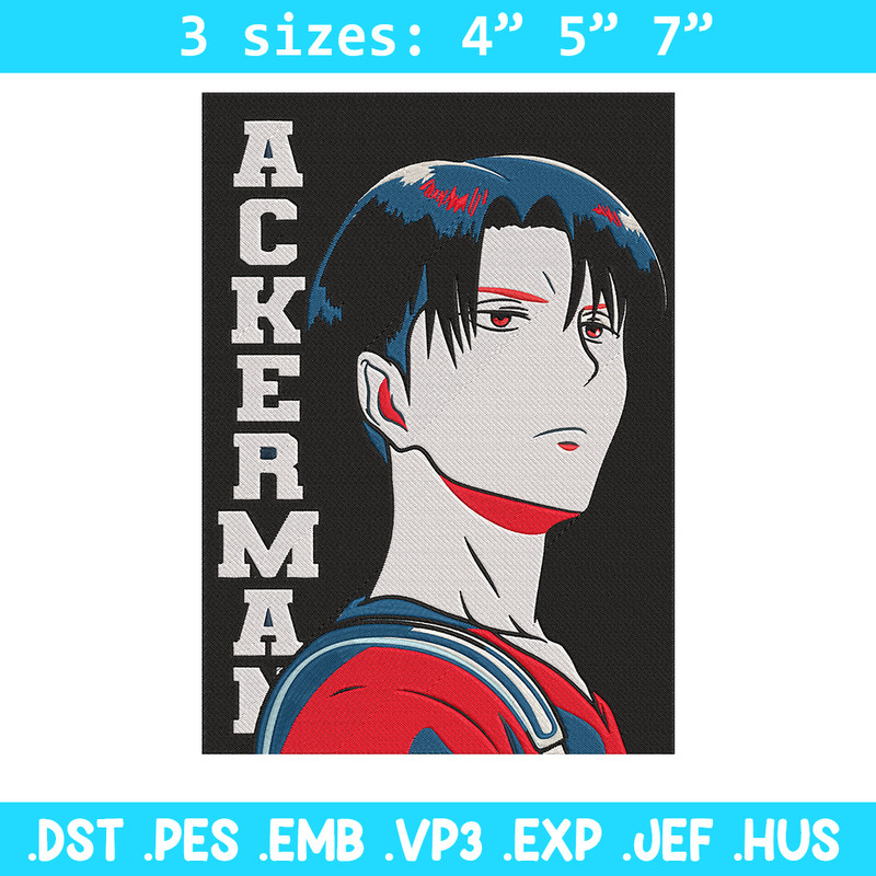 Levi Ackerman Embroidery Design, Aot Embroidery,Embroidery File, Anime Embroidery,Anime shirt,Digital download.jpg