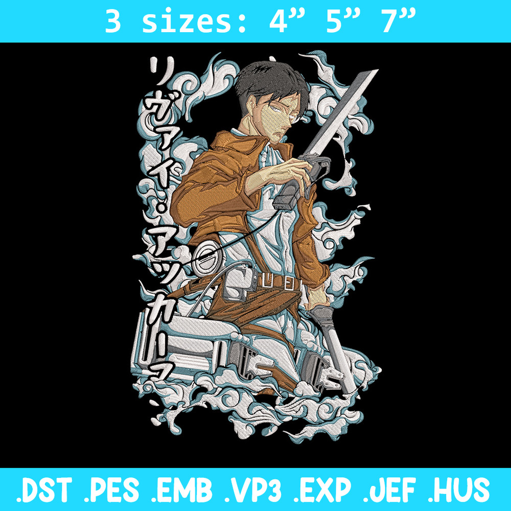 Levi poster Embroidery Design, Aot Embroidery, Embroidery File, Anime Embroidery, Anime shirt, Digital download.jpg