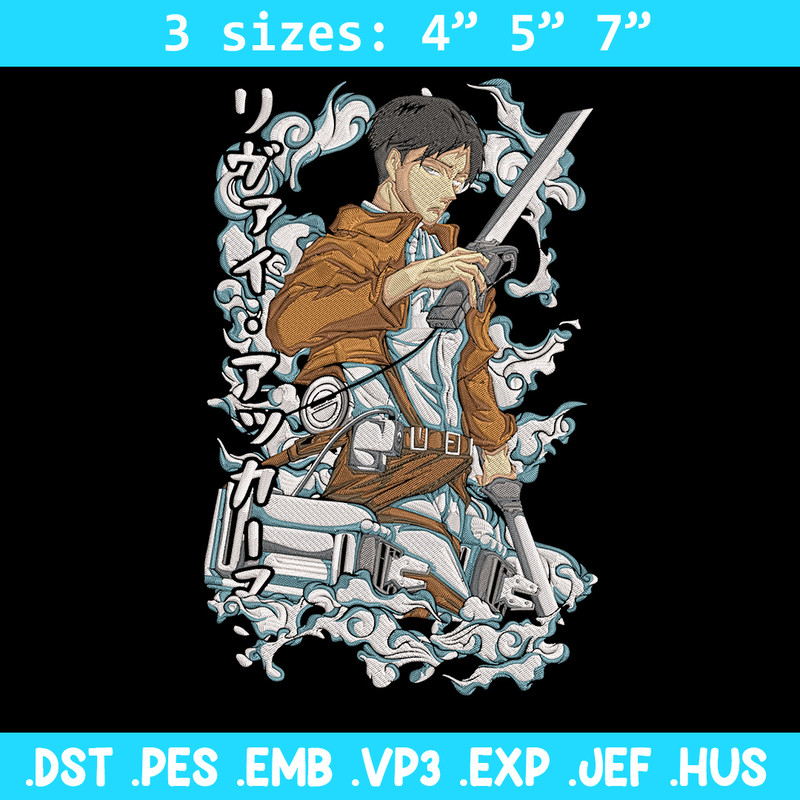 Levi poster Embroidery Design, Aot Embroidery, Embroidery File, Anime Embroidery, Anime shirt, Digital download.jpg