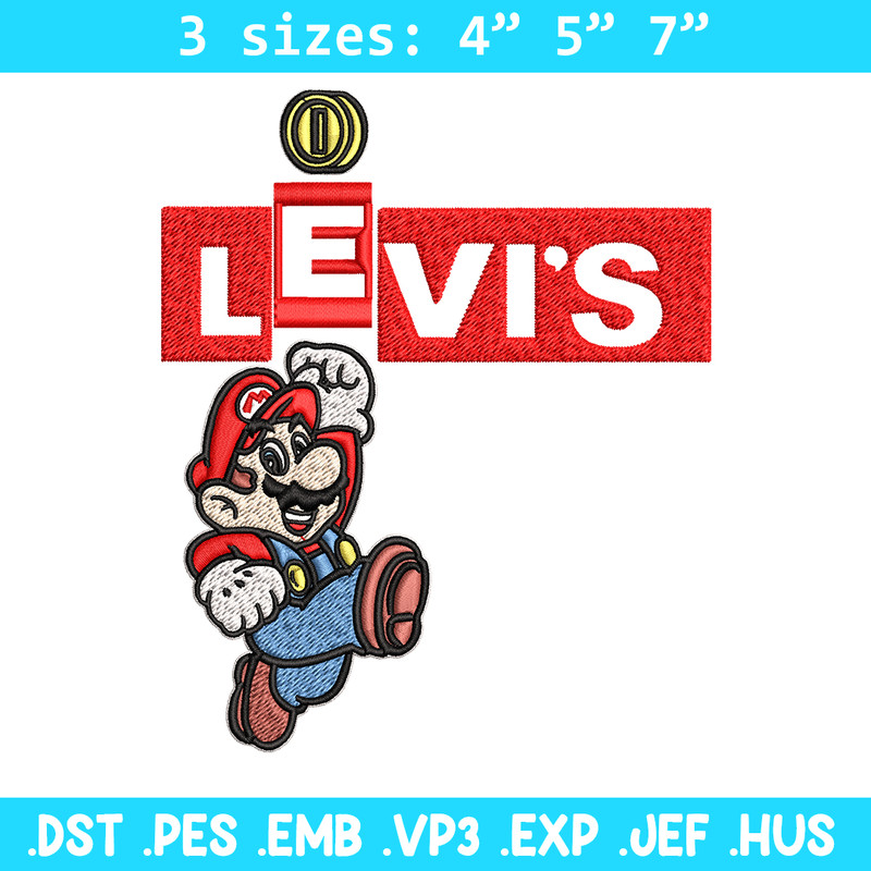 Levi's Mario Embroidery design, Levi's Mario Embroidery, cartoon design, Embroidery File, Levi's logo, Instant download.jpg
