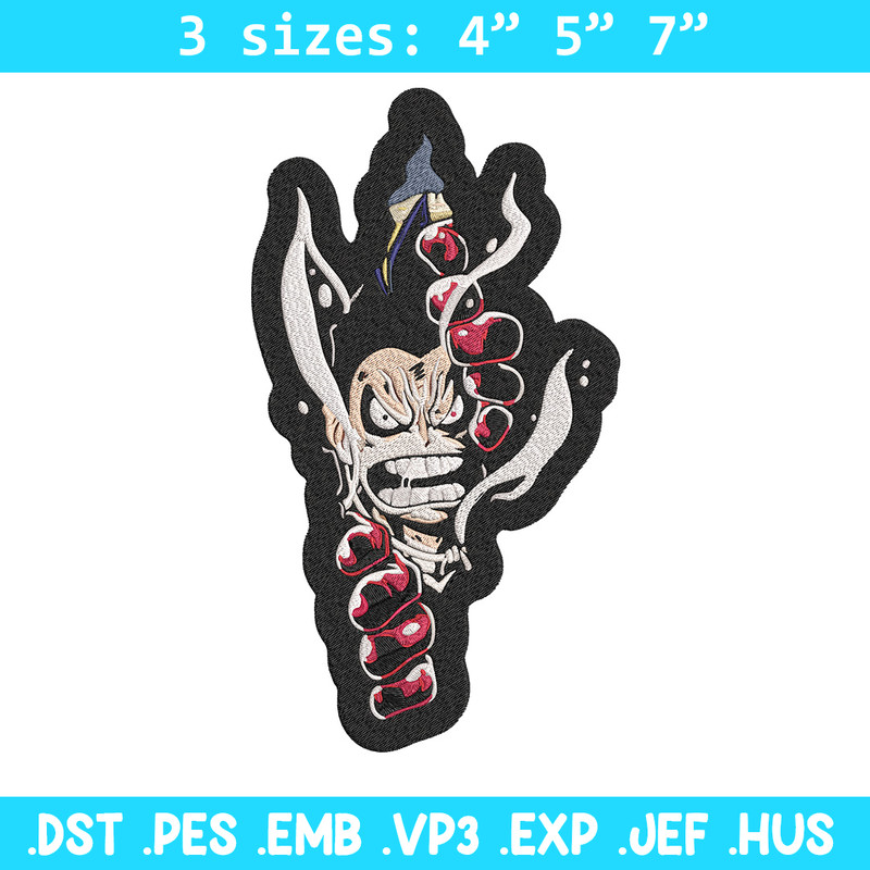 Luffy gear 4 Embroidery Design, One piece Embroidery, Embroidery File, Anime Embroidery, Anime shirt, Digital download.jpg