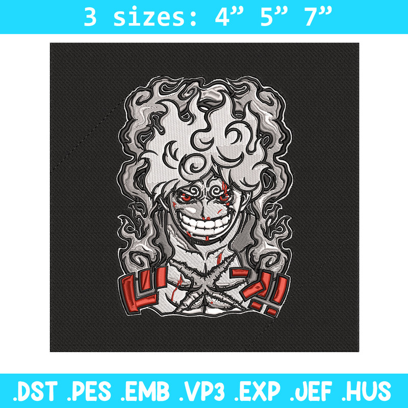 Luffy gear 5 Embroidery Design, One piece Embroidery, Embroidery File, Anime Embroidery, Anime shirt, Digital download.jpg