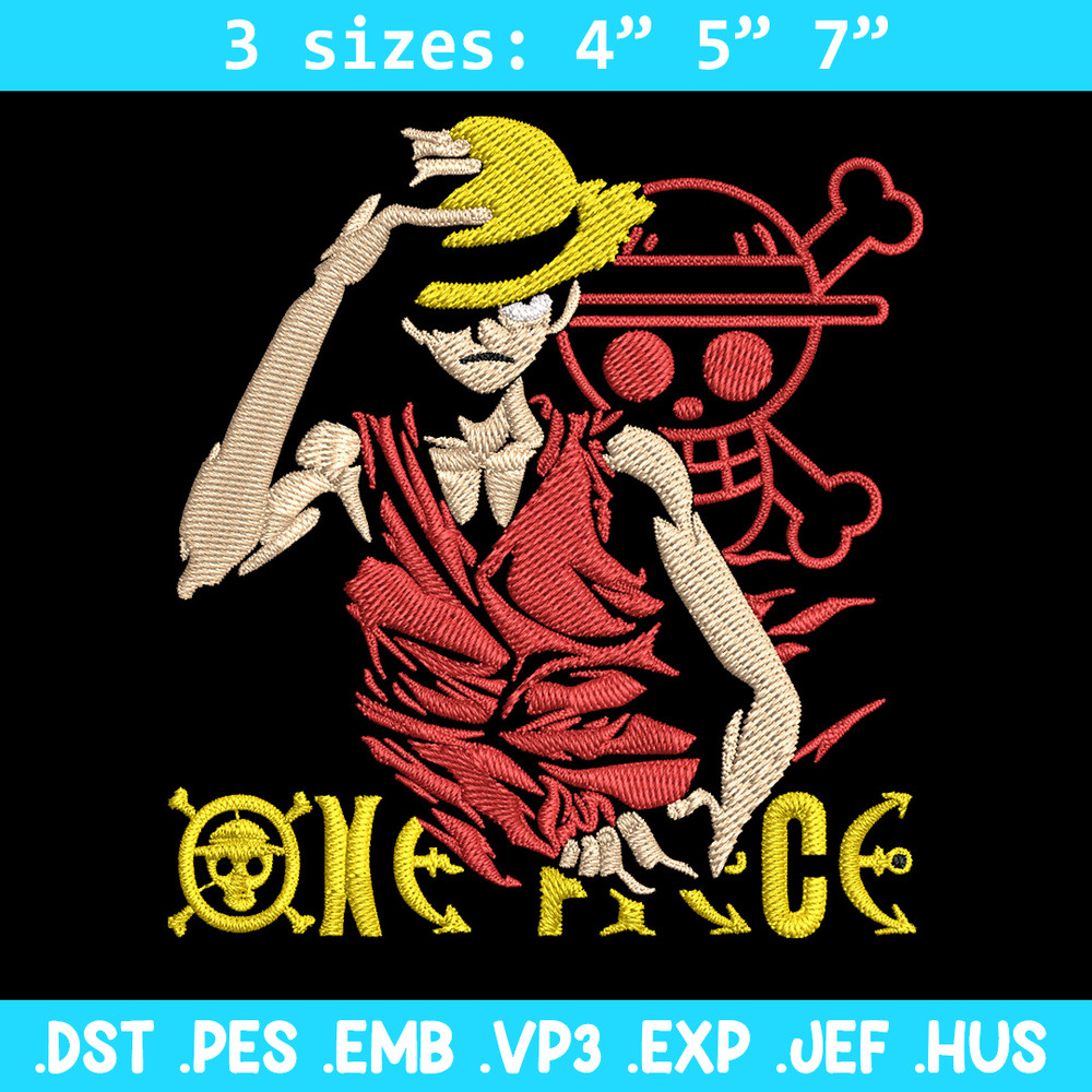 Luffy poster Embroidery Design, One piece Embroidery, Embroidery File, Anime Embroidery, Anime shirt,Digital download..jpg