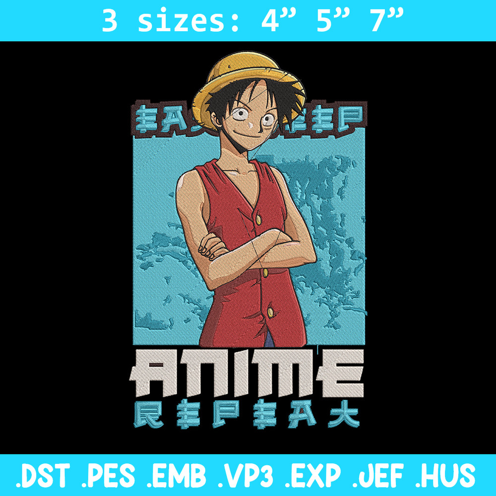 Luffy poster Embroidery Design, One piece Embroidery, Embroidery File, Anime Embroidery, Anime shirt,Digital download.jpg