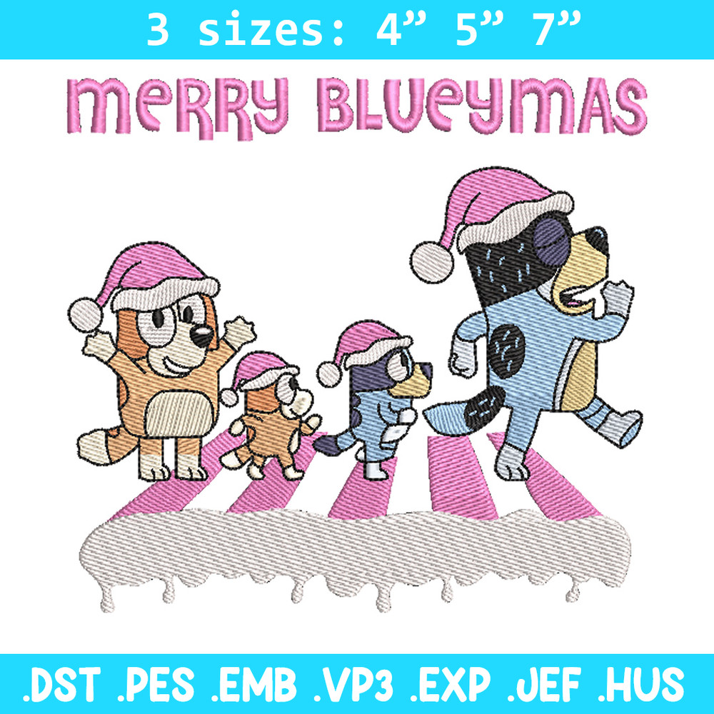 Merry blueymas embroidery design, Bluey embroidery, Chrismas design, Embroidery file, Embroidery shirt, Digital download.jpg