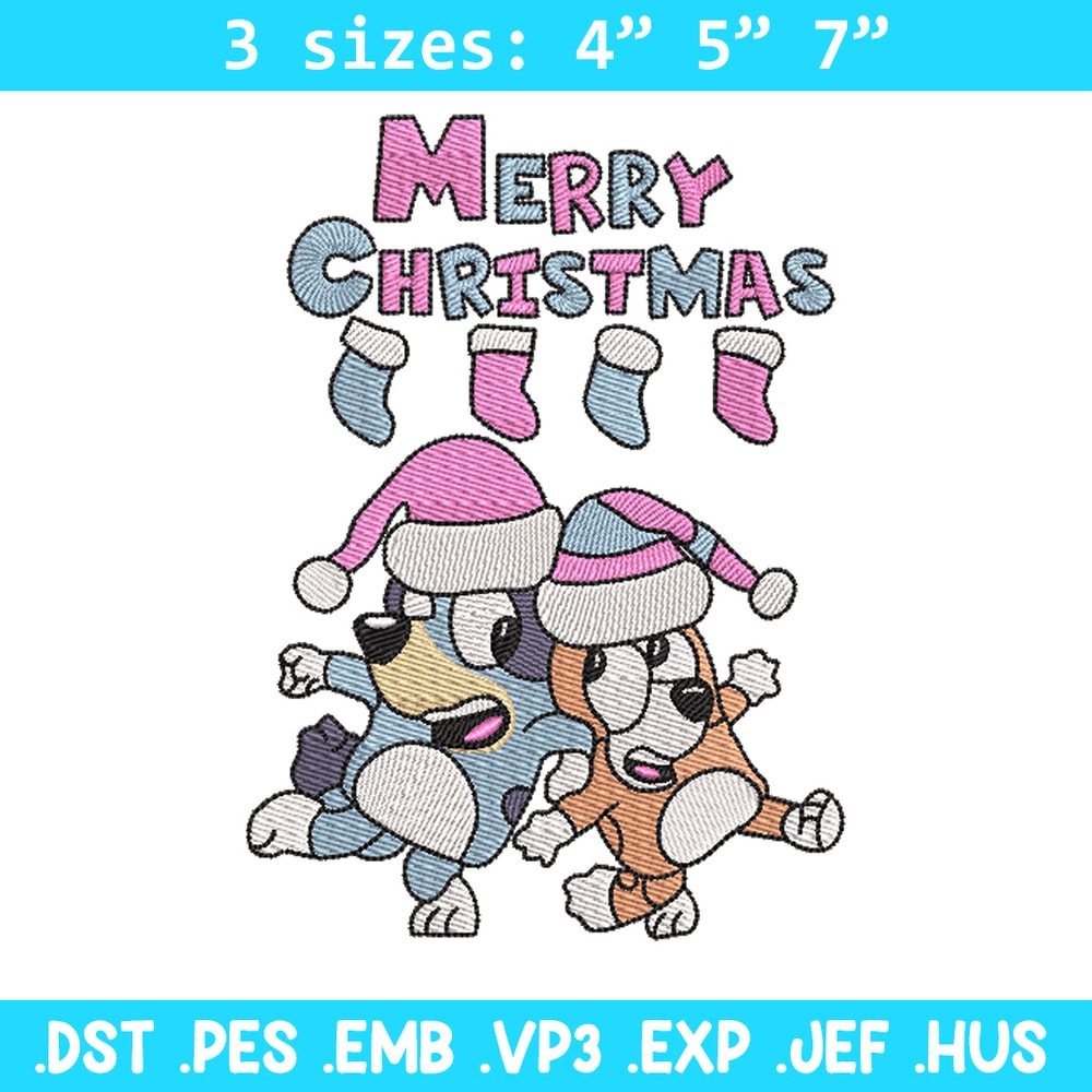 Merry chrismas embroidery design, Bluey embroidery, Chrismas design, Embroidery file, Embroidery shirt, Digital download.jpg