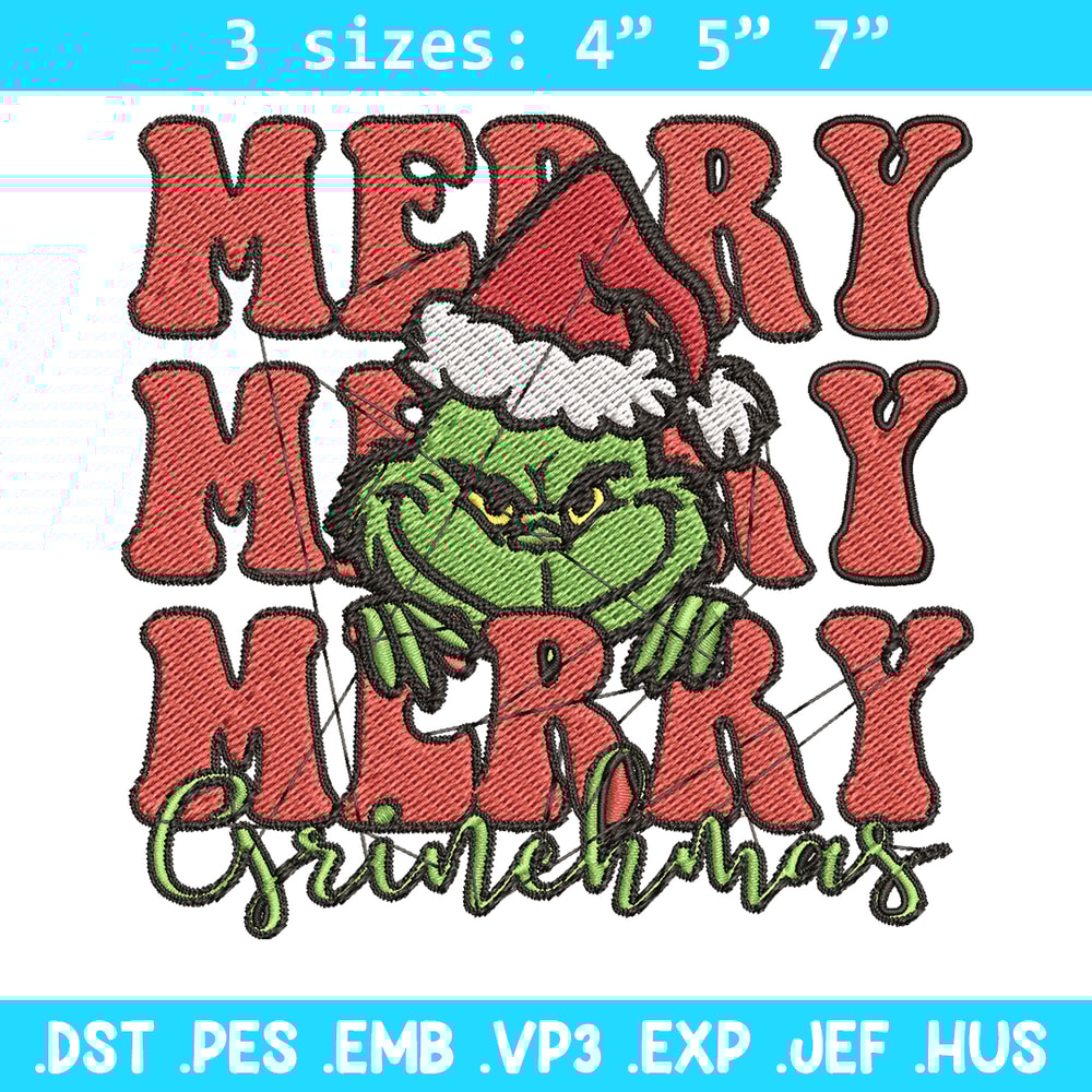 Merry Christmas Grinch Embroidery design, Grinch christmas Embroidery, logo design, Embroidery File, Instant download..jpg
