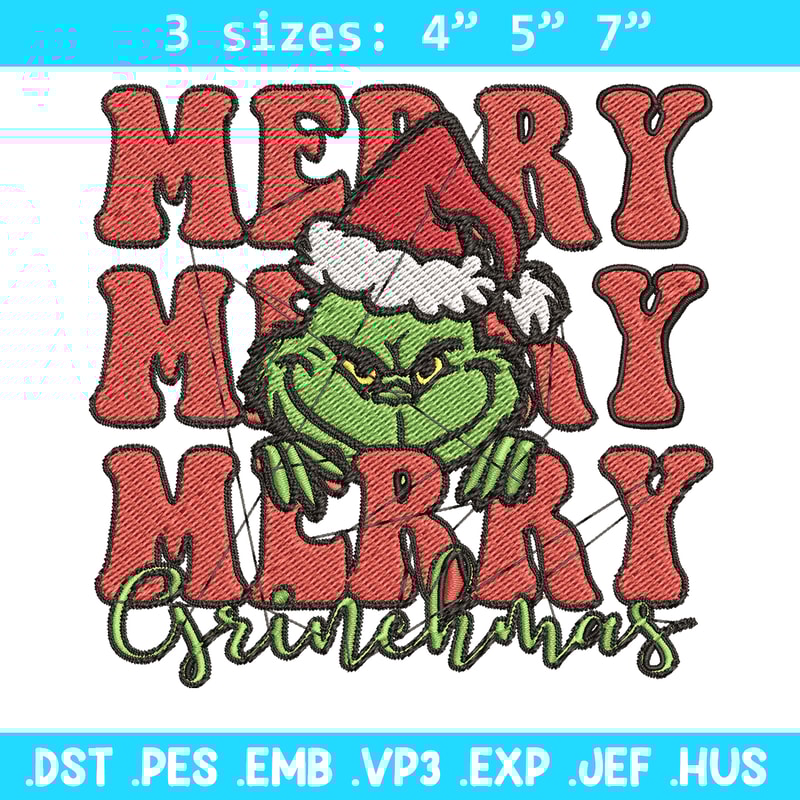 Merry Christmas Grinch Embroidery design, Grinch christmas Embroidery, logo design, Embroidery File, Instant download..jpg