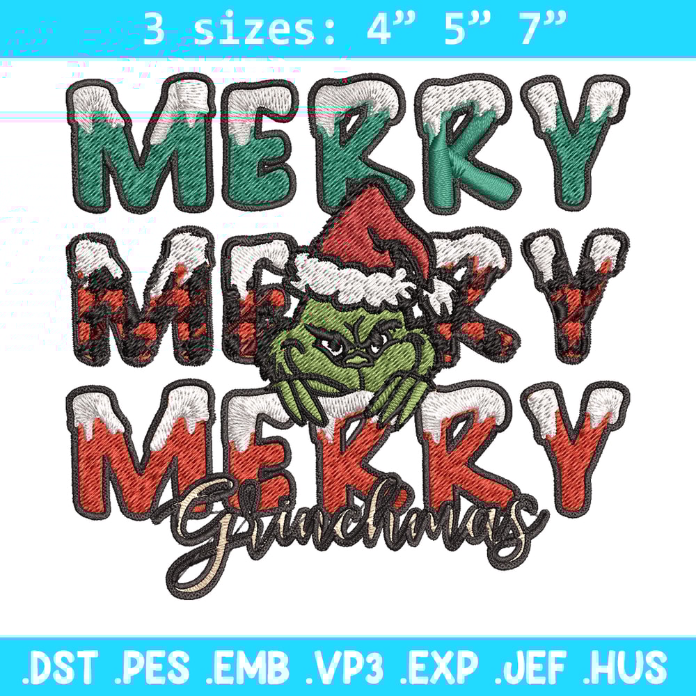 Merry Grinch logo Embroidery design, Grinch Christmas Embroidery, Grinch design, Embroidery File, Digital download..jpg