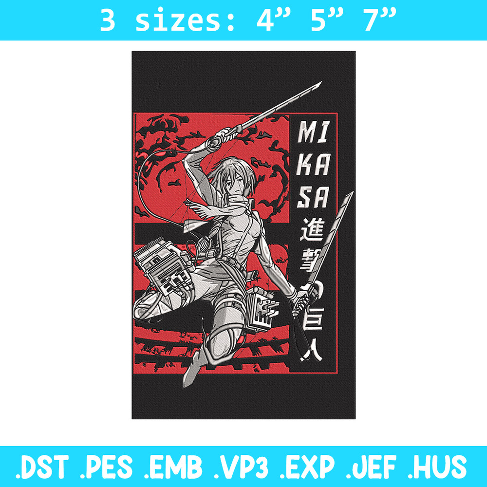 Mikasa poster Embroidery Design, Aot Embroidery, Embroidery File, Anime Embroidery,Anime shirt, Digital download.jpg
