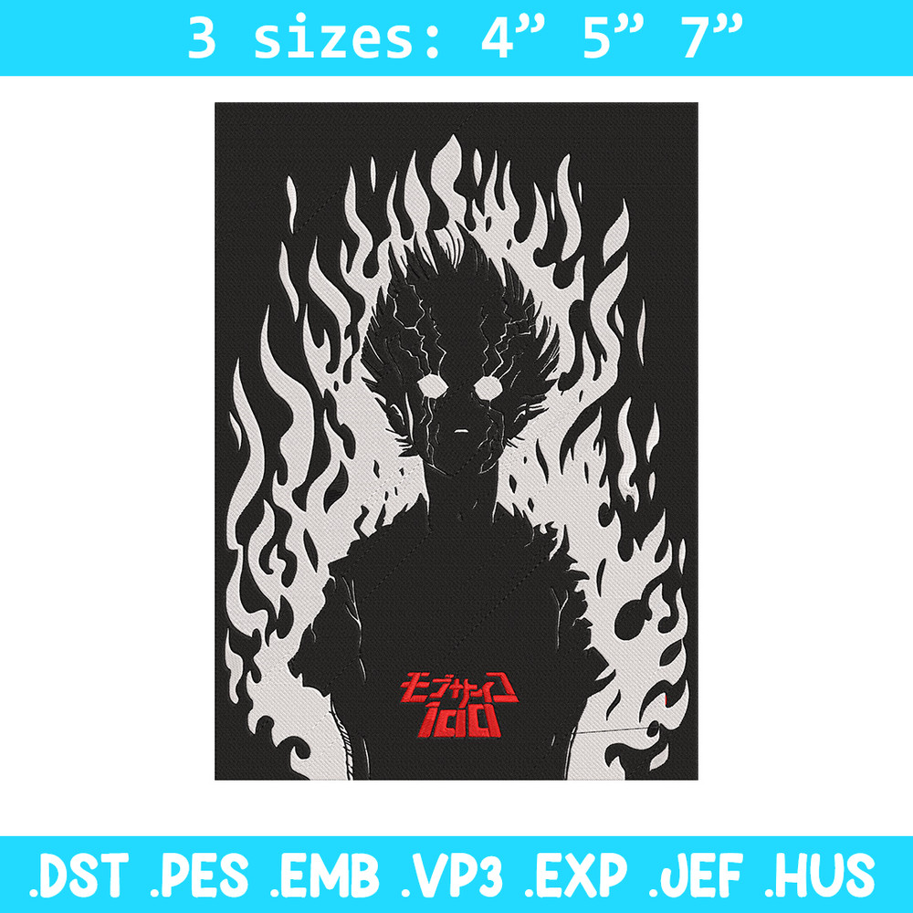 Mob 100 poster Embroidery Design, Mob 100 Embroidery, Embroidery File, Anime Embroidery, Anime shirt, Digital download.jpg