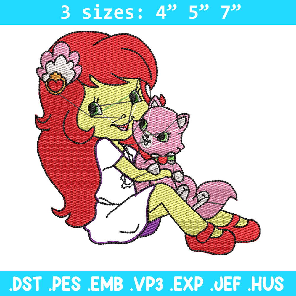 Morangunho gato aplique embroidery design, cartoon embroidery, Embroidery file, Nike design, Instant download.jpg