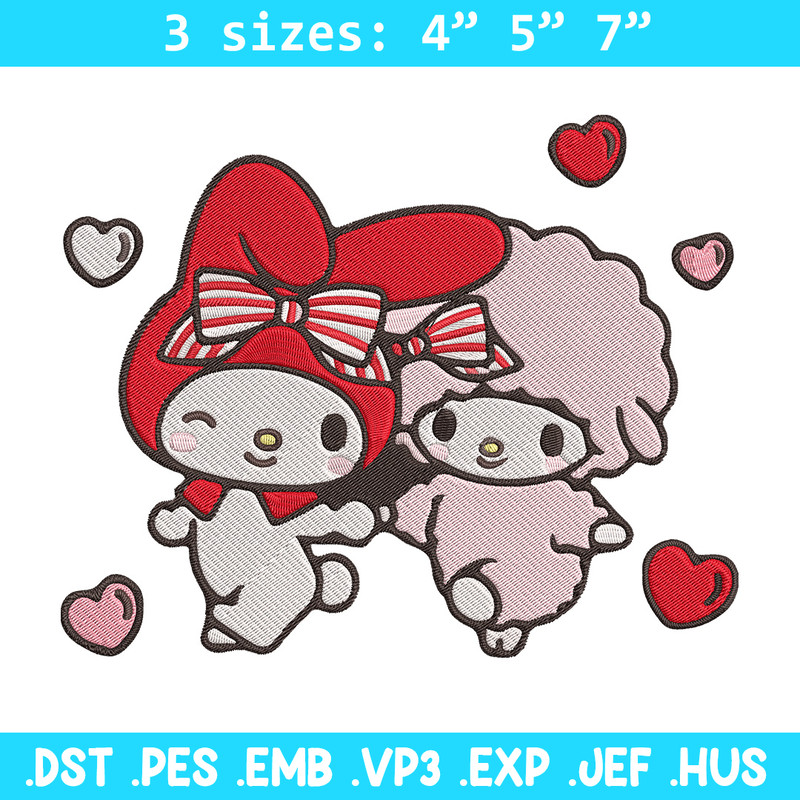 My Melody love Embroidery Design, Hello kitty Embroidery, Embroidery File, Anime Embroidery,Anime shirt,Digital download.jpg