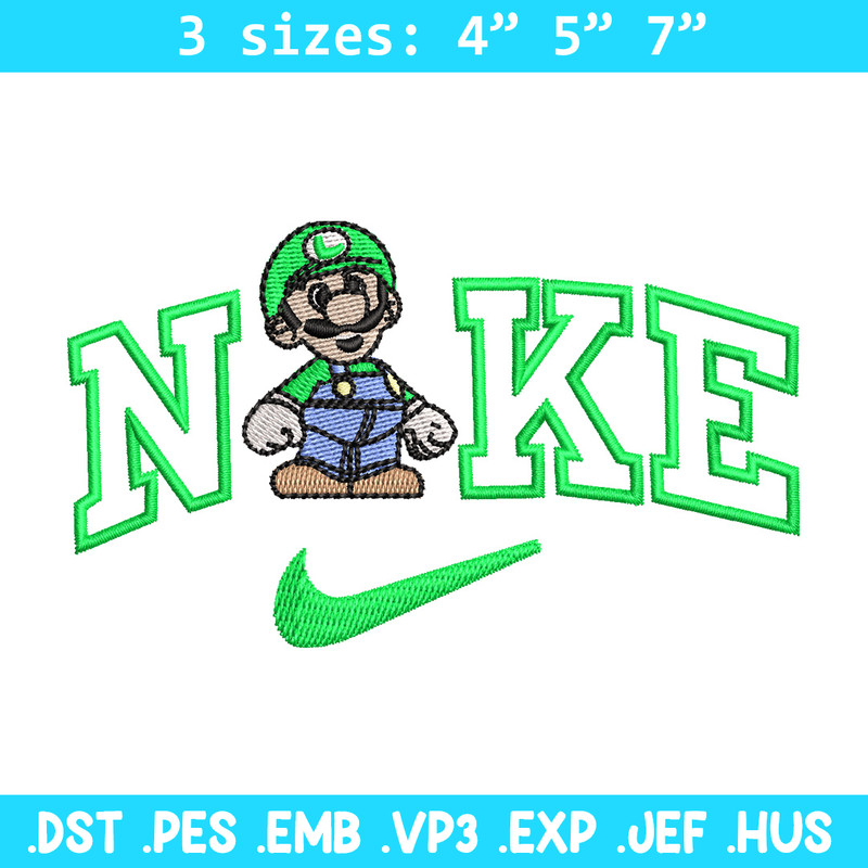 Nike mario green embroidery design, Mario embroidery, Nike design, Embroidery shirt, Embroidery file, Digital download.jpg