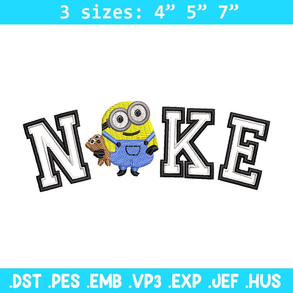 Nike minion embroidery design, Minion embroidery, Nike design, Embroidery shirt, Embroidery file, Digital download.jpg