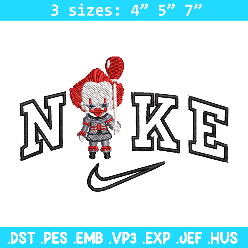 Nike pennywise embroidery design, Horror embroidery, Nike design, Embroidery shirt, Embroidery file, Digital download.jpg