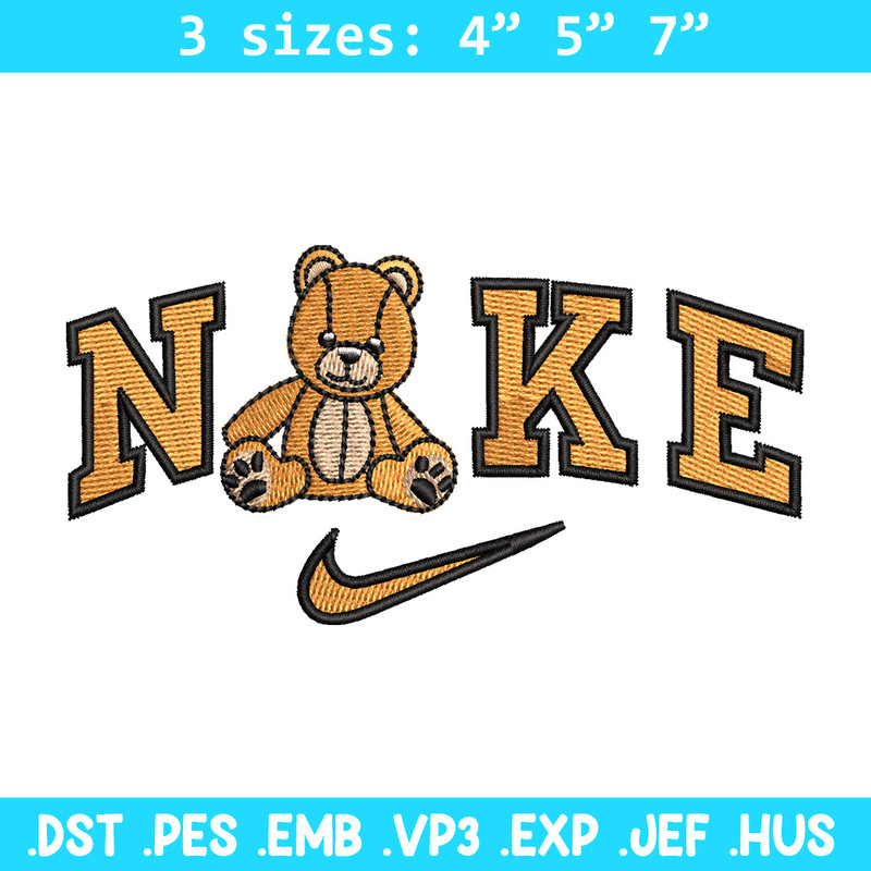 Nike teddy bear embroidery design, Bear embroidery, Nike design,Embroidery file,Embroidery shirt,Digital download.jpg