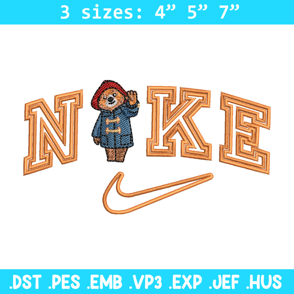 Nike x bear embroidery design, Bear embroidery, Nike design, Embroidery shirt, Embroidery file,Digital download.jpg